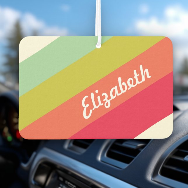 Pastel Rainbow Personalised Name Car Air Freshener (Creator Uploaded)