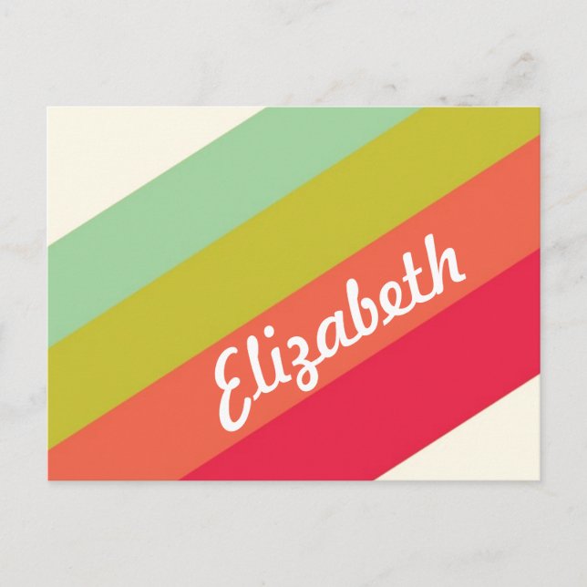 Pastel Rainbow Personalised Name Postcard (Front)