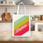 Pastel Rainbow Personalised Name Reusable Grocery Bag<br><div class="desc">Pastel Rainbow Personalised Name</div>