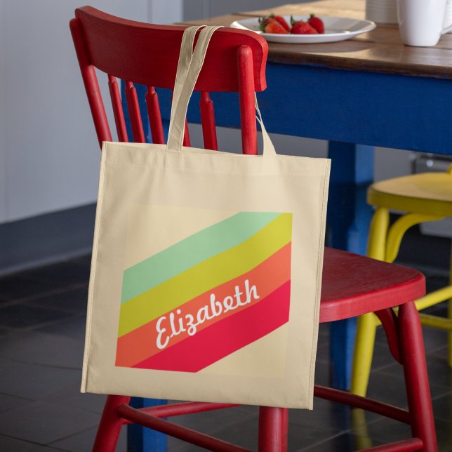 Pastel Rainbow Personalised Name Tote Bag (Creator Uploaded)