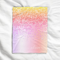 Pastel Rainbow Pink Gold Purple Glitter Monogram
