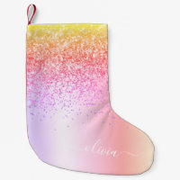 Pastel Rainbow Pink Gold Purple Glitter Monogram