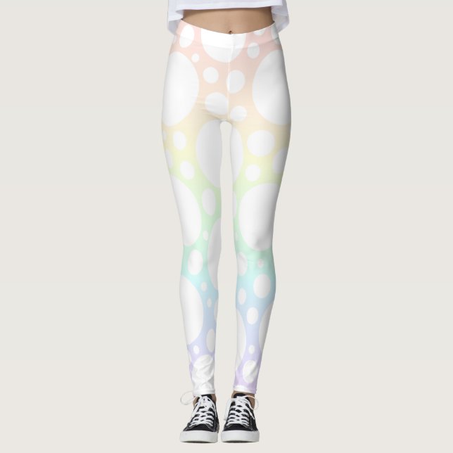 Pastel Rainbow Polka Dot Leggings (Front)
