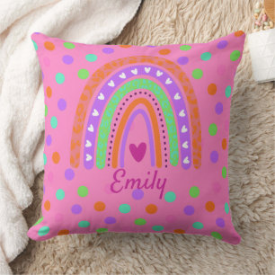 Pastel Rainbow Polka Dot School ,Cute Back-to-Scho Cushion