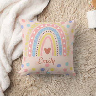 Pastel Rainbow Polka Dot School ,Cute Back-to-Scho Cushion