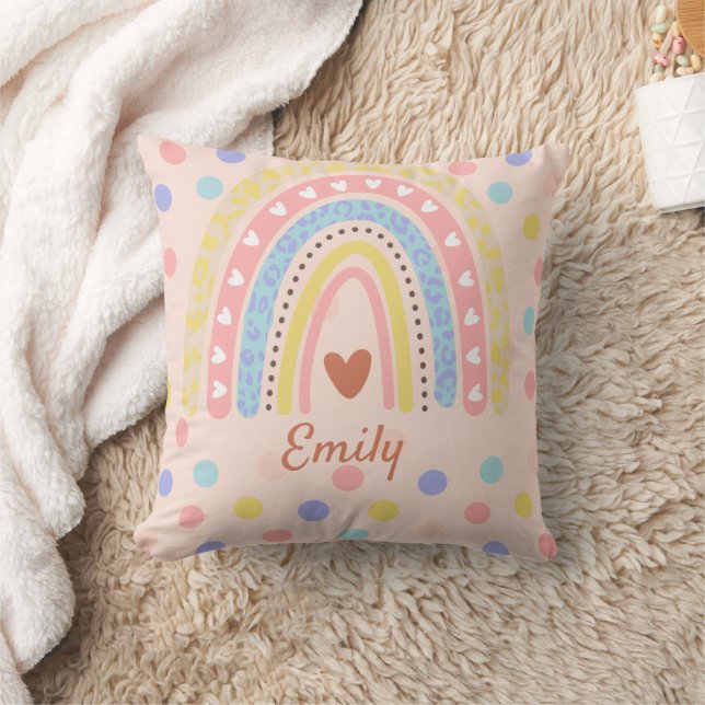 Pastel Rainbow Polka Dot School ,Cute Back-to-Scho Cushion (Blanket)