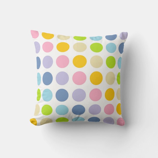 Pastel Rainbow Polka Dots Cushion (Front)