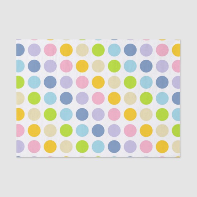 Pastel Rainbow Polka Dots Tissue Paper (Front)