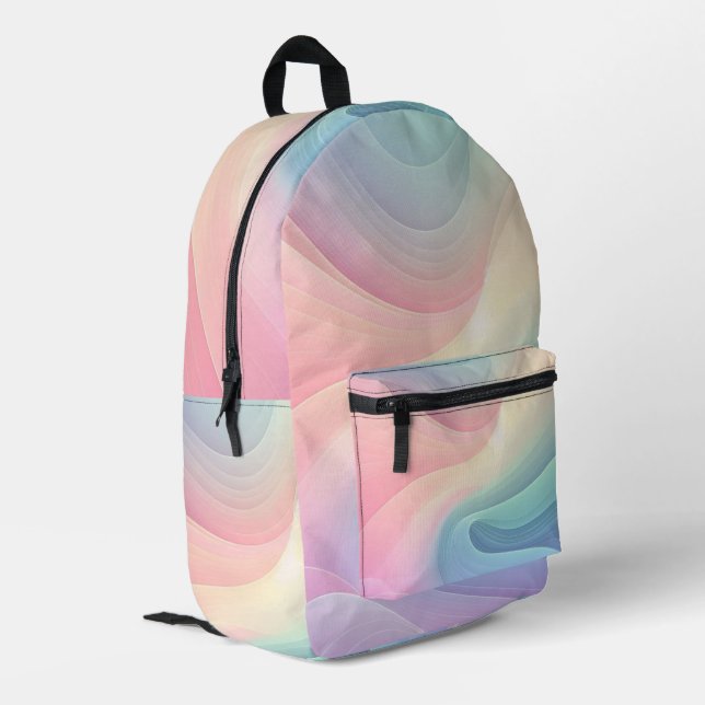 Pastel Rainbow Printed Backpack (Back Corner Left)