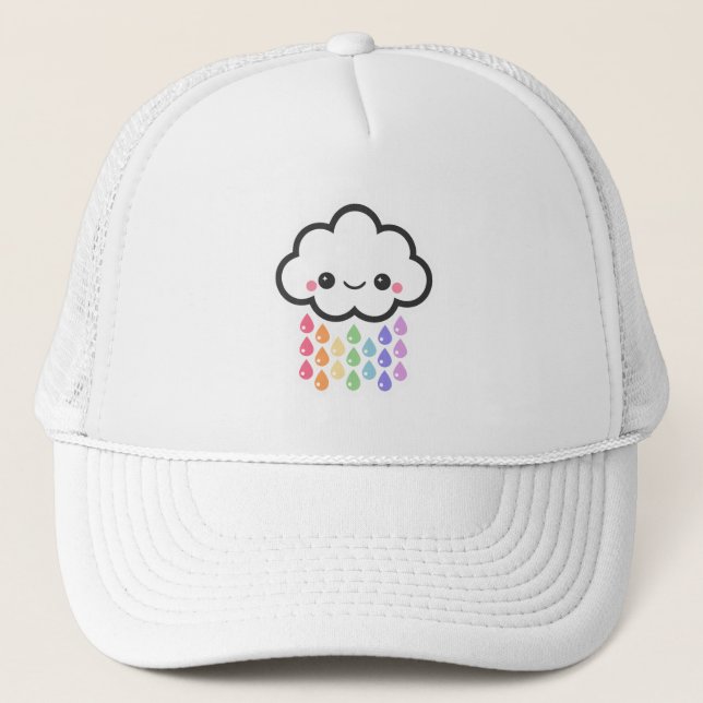 Pastel Rainbow Rain Cloud Trucker Hat (Front)