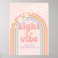 Pastel Rainbow Retro Eight is a Vibe 8th Birthday
