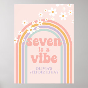 Pastel Rainbow Retro Seven is a Vibe 7th Birthday Poster