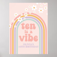 Pastel Rainbow Retro Ten is a Vibe 10th Birthday