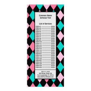 Pastel Rainbow Rhombuses Black Pink Blue Harlequin Rack Card