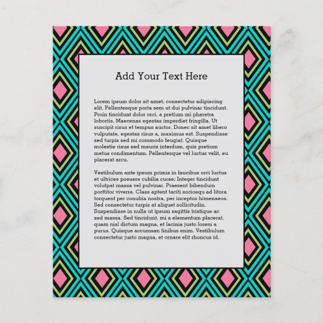 Pastel Rainbow Rhombuses Geometric Black Pink Blue Flyer (Front)