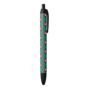 Pastel Rainbow Rhombuses Geometric Black Pink Blue Ink Pen