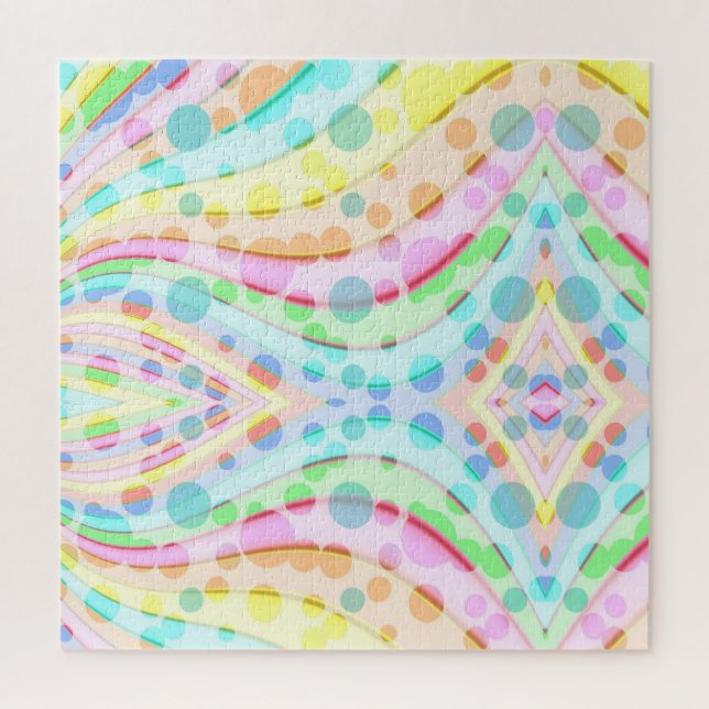 Pastel Rainbow Ribbons and Bubbles Jigsaw Puzzle (Vertical)
