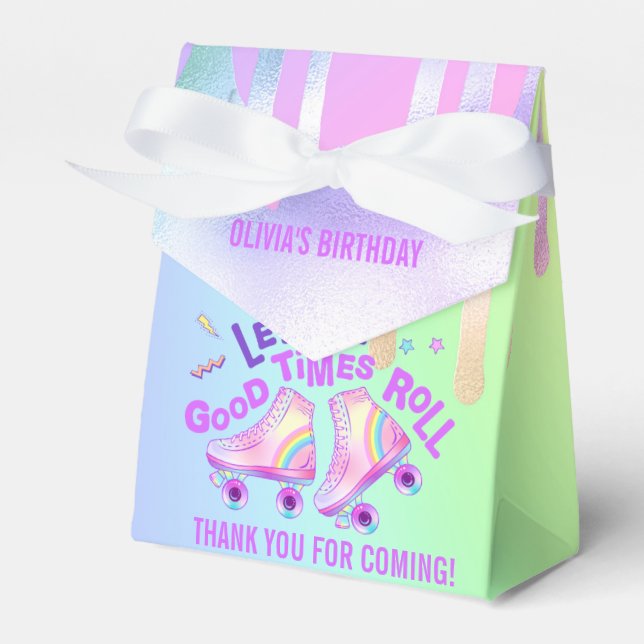 Pastel Rainbow | Roller Skating Birthday Favour Box (Front Side)