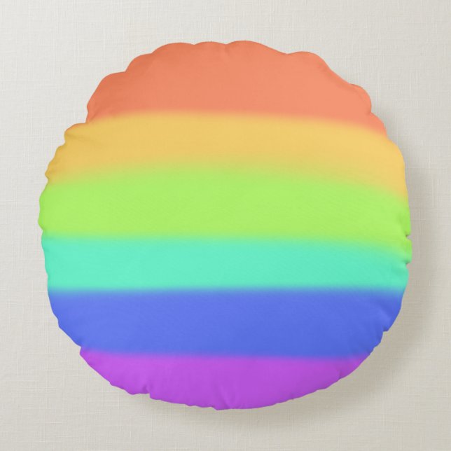 Pastel Rainbow Round Cushion (Front)