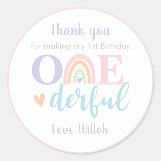 Pastel Rainbow Round Favour Sticker (Front)
