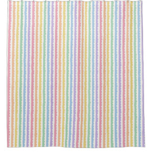Pastel Rainbow Scalloped Stripe Shower Curtain