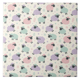 Pastel Rainbow Sheep Pattern Tile