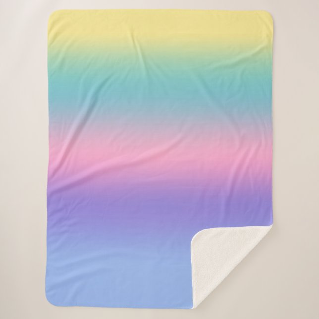 Pastel Rainbow Sky Aesthetic Ombre Gradient Chic Sherpa Blanket (Front)