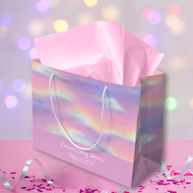 Pastel Rainbow Sky Baby Shower Large Gift Bag (Creator Uploaded)