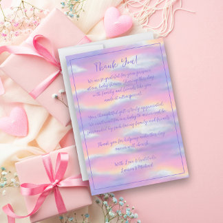 Pastel Rainbow Sky Baby Shower Thank You Card