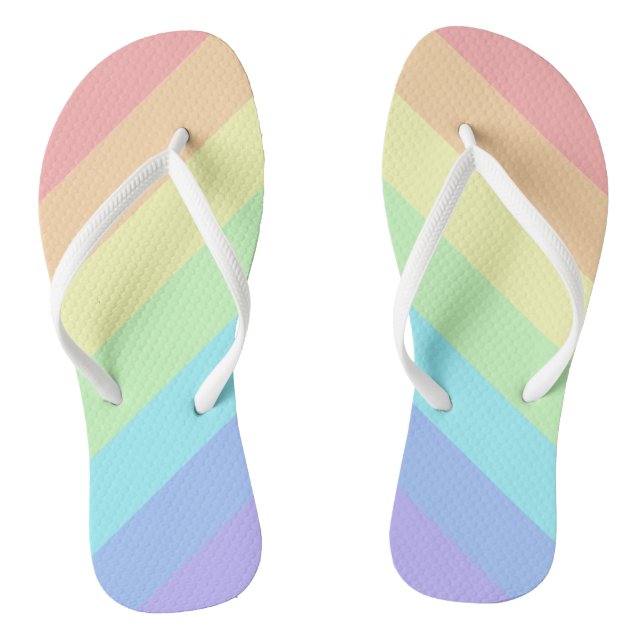 Pastel Rainbow Slash Stripes  Jandals (Footbed)