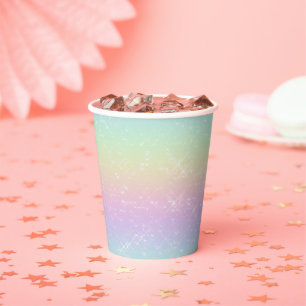 Pastel Rainbow Sparkle Pattern Paper Cups