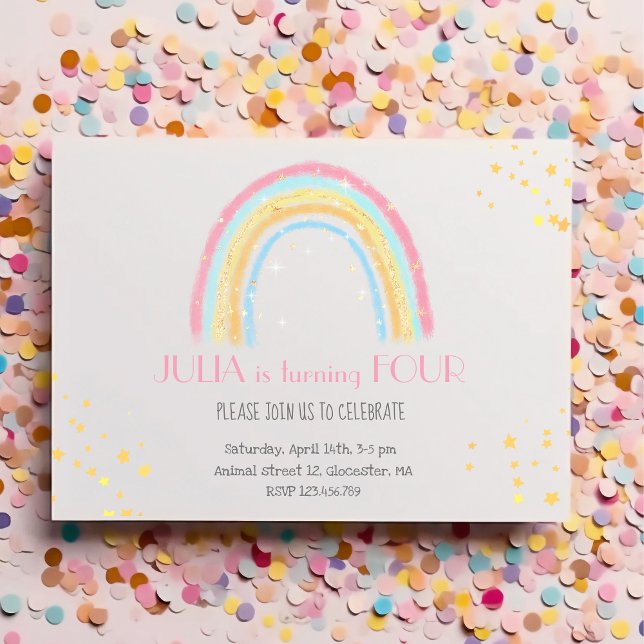 Pastel rainbow sparkling Birthday Invitation (Creator Uploaded)