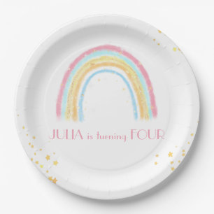 Pastel rainbow sparkling Birthday Paper Plate