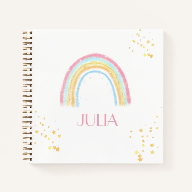 Pastel rainbow sparkling  notebook (Front)