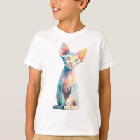 Pastel Rainbow Sphynx Cat Illustration Kids