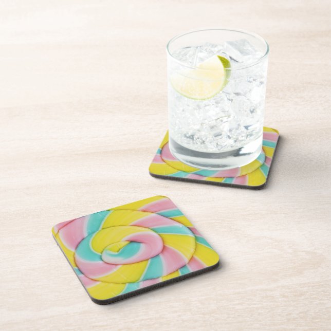 Pastel Rainbow Spiral Candy Photo Coaster (Right Side)