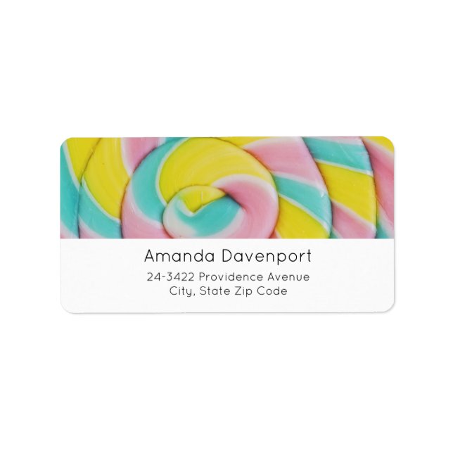 Pastel Rainbow Spiral Candy Photo Label (Front)