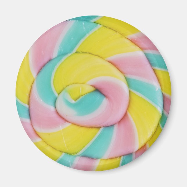 Pastel Rainbow Spiral Candy Photo Magnet (Front)