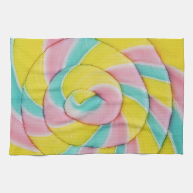 Pastel Rainbow Spiral Candy Photo Tea Towel (Horizontal)