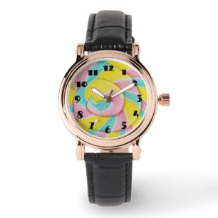 Pastel Rainbow Spiral Candy Photo Watch