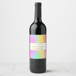 PASTEL RAINBOW SPOT PATTERN CUSTOMIZABLE WINE LABEL