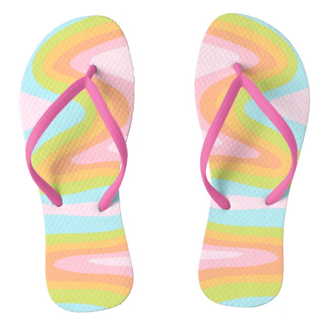 Pastel rainbow squiggle jandals (Footbed)