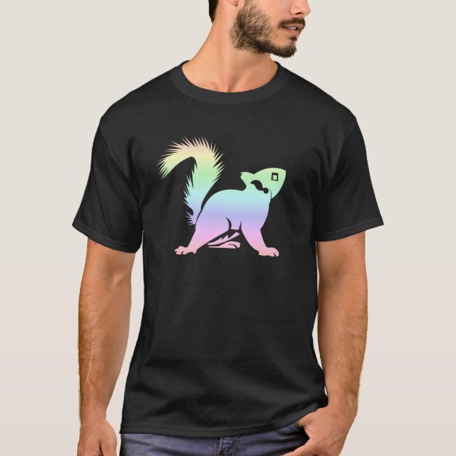 Pastel Rainbow Squirrel Silhouette Cute T-Shirt (Front)