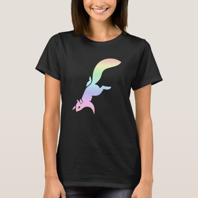 Pastel Rainbow Squirrel Silhouette T-Shirt (Front)