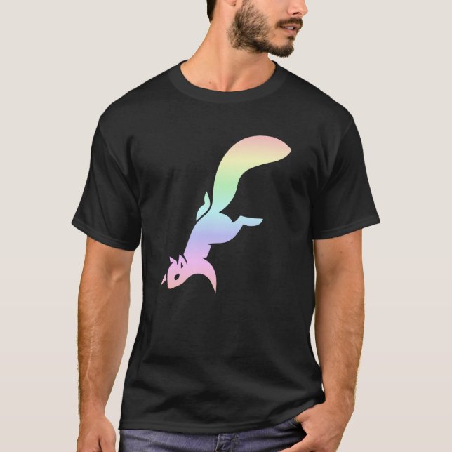 Pastel Rainbow Squirrel Silhouette T-Shirt (Front)