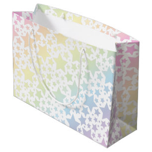 Pastel Rainbow Stars Baby Shower Simple Modern Large Gift Bag