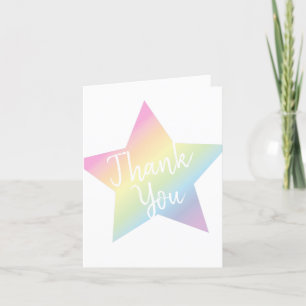 Pastel Rainbow Stars Baby Shower Simple Modern Thank You Card