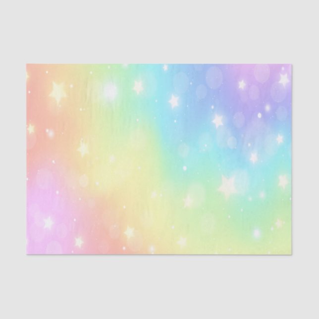 Pastel Rainbow Stars Decoupage Tissue Paper (Front)