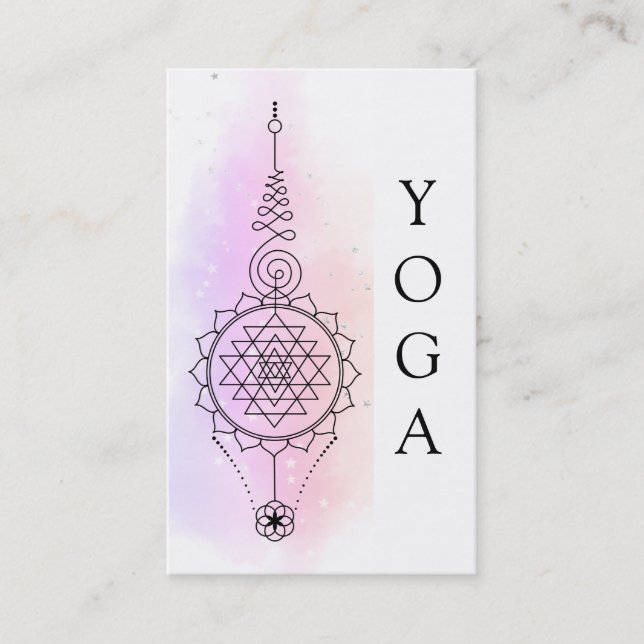 *~* Pastel Rainbow Stars Sacred Geometry YOGA Business Card (Front)