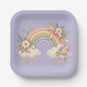 Pastel Rainbow Stationery Paper Plate